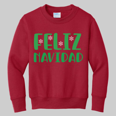 Youth Crewneck - Winter Holidays - Feliz Navidad - Green Thumbnail