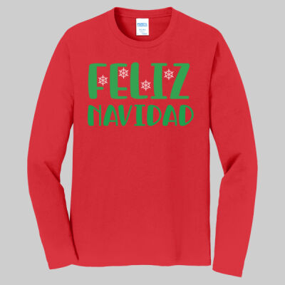 Adult Long Sleeve Shirt - Winter Holidays - Feliz Navidad - Green Thumbnail