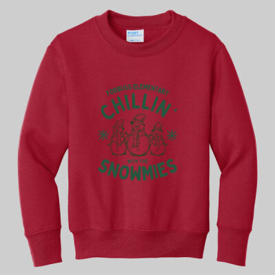 Youth Crewneck - Winter Holidays - Chillin' - Green Thumbnail