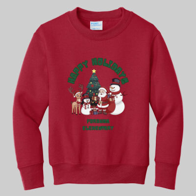 Youth Crewneck - Winter Holidays - Happy Holidays - Green Thumbnail